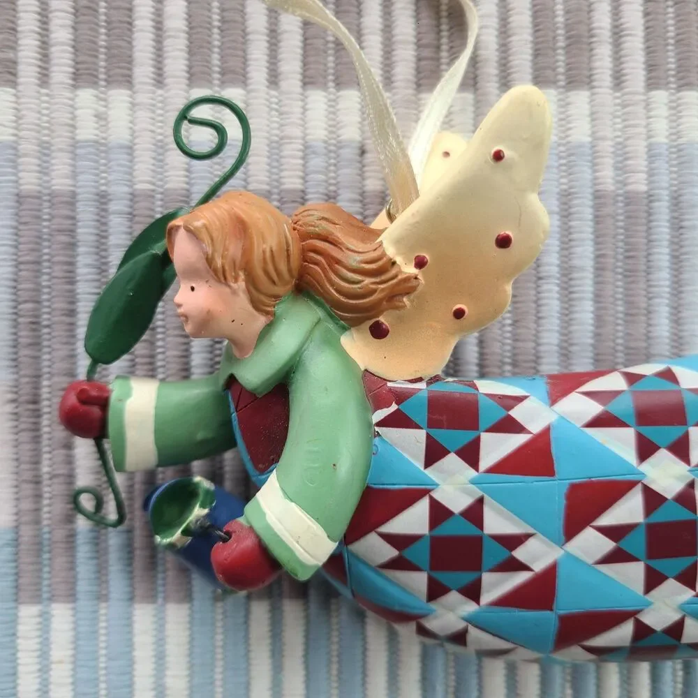 Vintage 2004 Ranger Int'l Gardening Folk Art Angel Ornament Watering Can & Vine